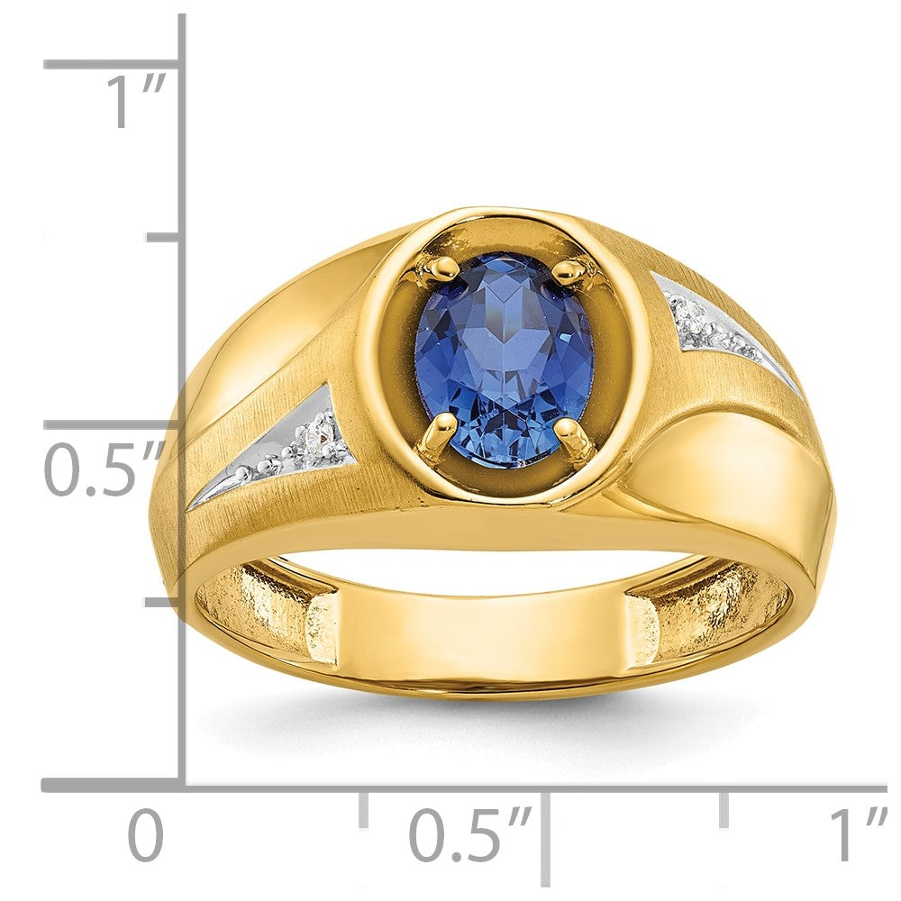 14k IBGoodman Men's Gemstone and Diamond Satin Ring Mounting