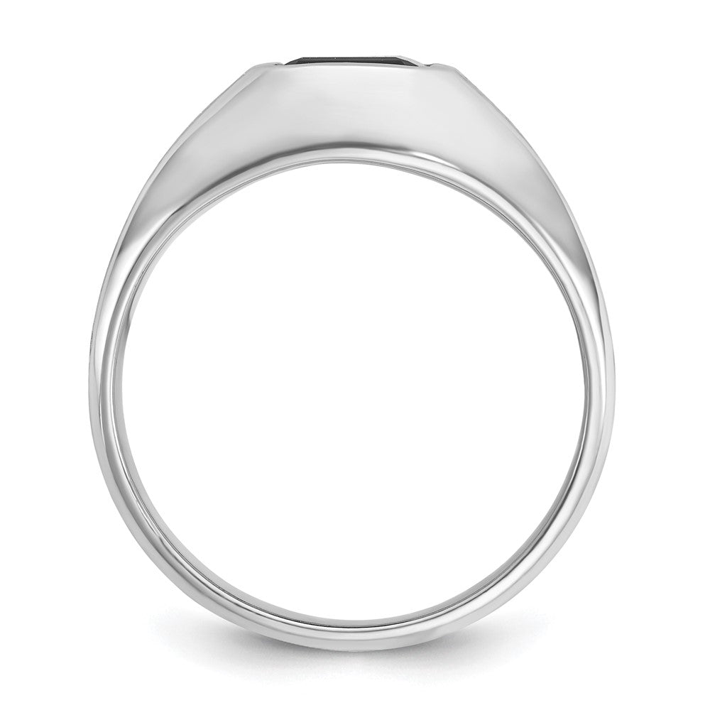 14k White Gold IBGoodman Men's Polished & Satin Onyx & Diamond Ring
