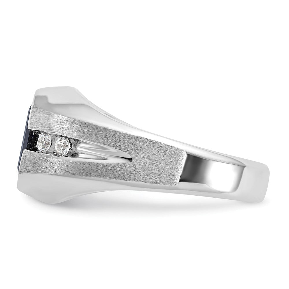 14k White Gold IBGoodman Men's Polished Satin Gemstone Ring Mounting