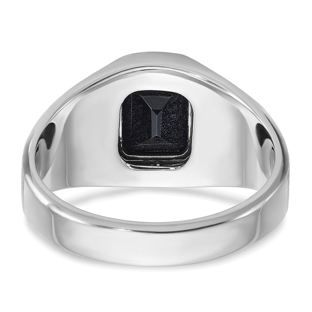 14k White Gold IBGoodman Men's Polished Satin Gemstone Ring Mounting