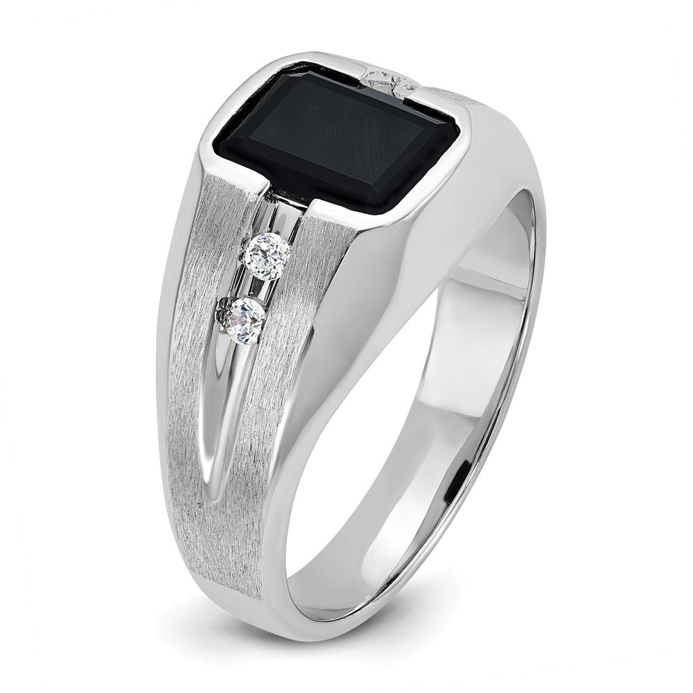 14k White Gold IBGoodman Men's Polished Satin Gemstone Ring Mounting