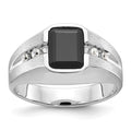 14k White Gold IBGoodman Men's Polished & Satin Onyx & Diamond Ring