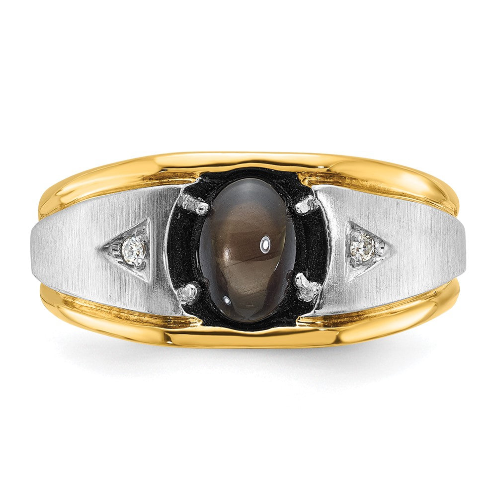 10ktt IBGoodman Men's Polished & Satin Gemstone & Dia Ring Mtg
