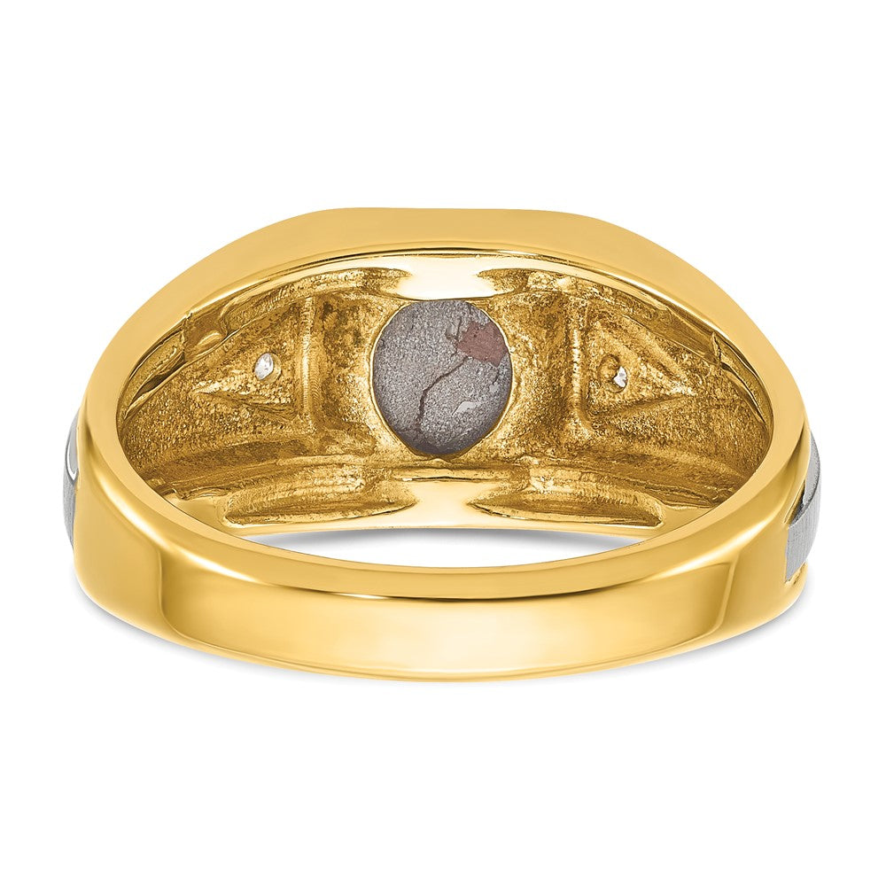 10ktt IBGoodman Men's Polished & Satin Gemstone & Dia Ring Mtg