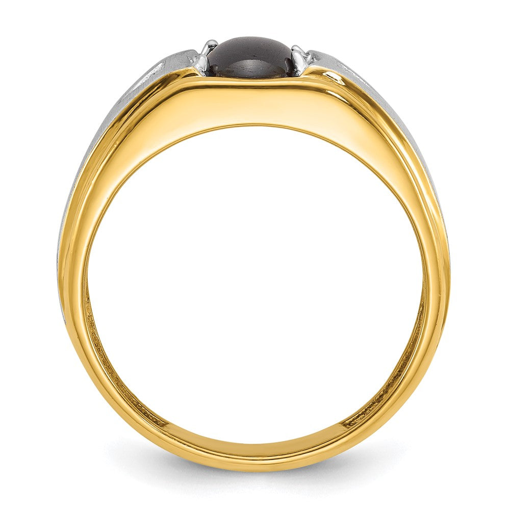 14ktt IBGoodman Men's Satin Black Star Sapphire & AA Diamond Ring