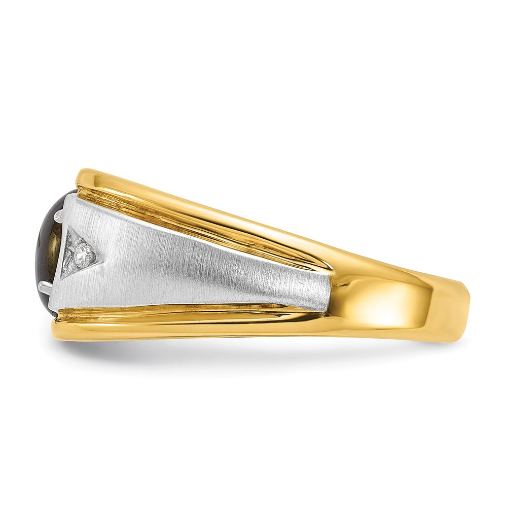 14ktt IBGoodman Men's Polished & Satin Gemstone & Dia Ring Mtg