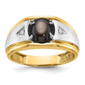 14ktt IBGoodman Men's Satin Black Star Sapphire & AA Diamond Ring