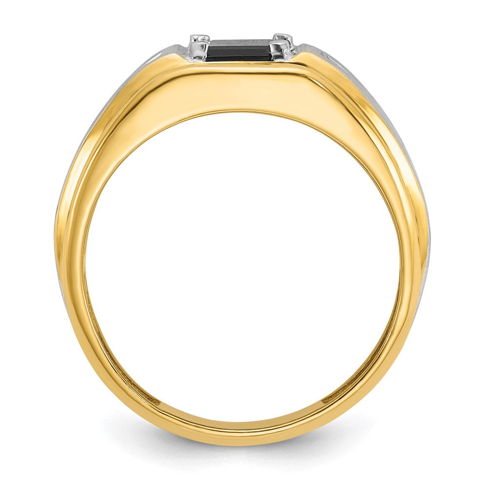 14k Two-tone IBGoodman Men's Satin Onyx and Diamond Complete Ring