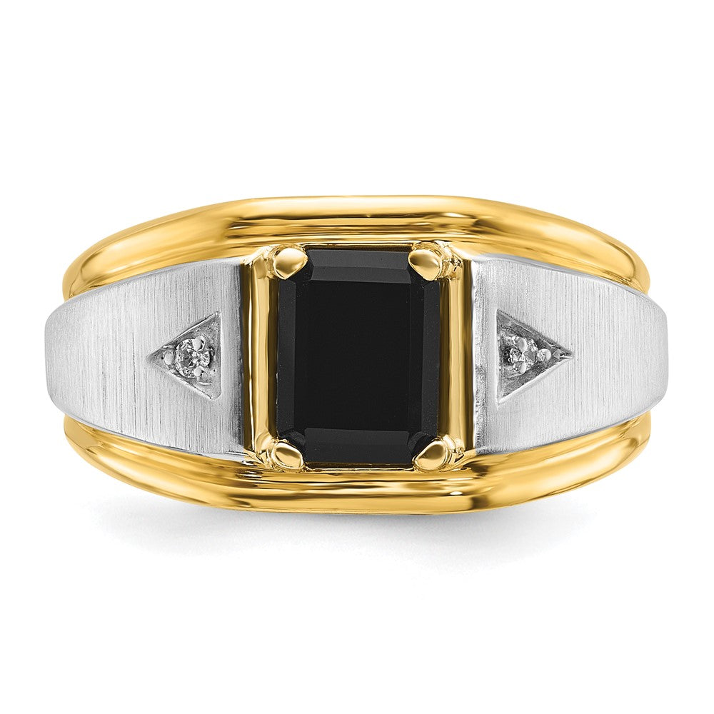 14k Two-tone IBGoodman Men's Satin Onyx and Diamond Ring Mounting