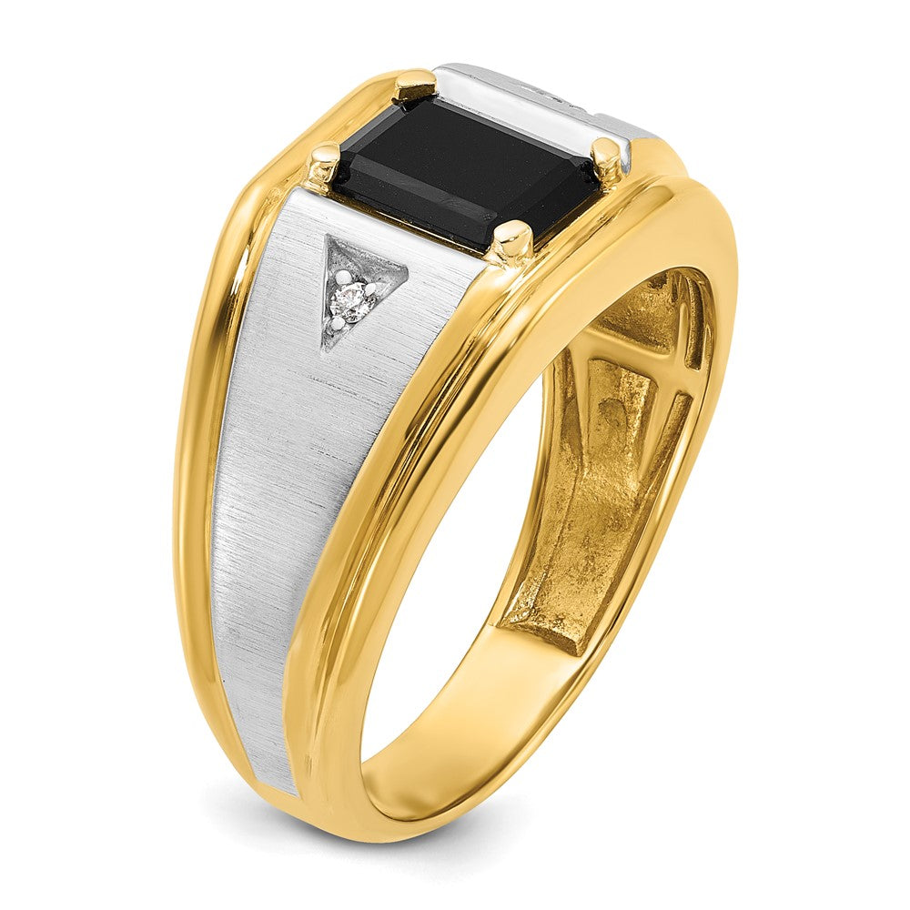14k Two-tone IBGoodman Men's Satin Onyx and Diamond Ring Mounting