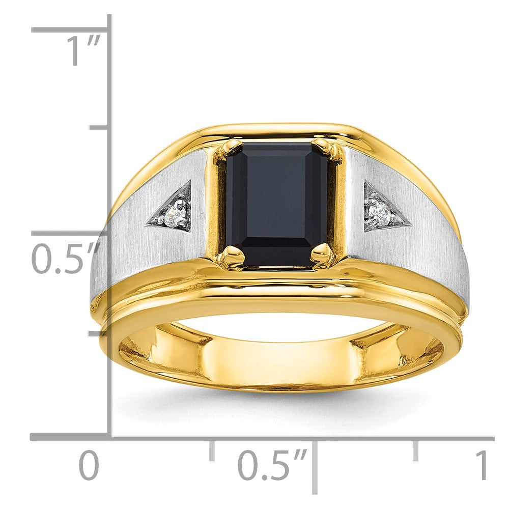 14k Two-tone IBGoodman Men's Satin Onyx and Diamond Complete Ring