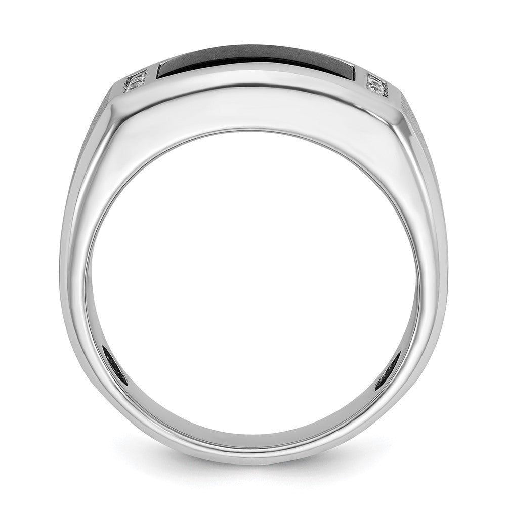 14k White Gold IBGoodman Men's Satin Onyx/Diamond Ring Mounting