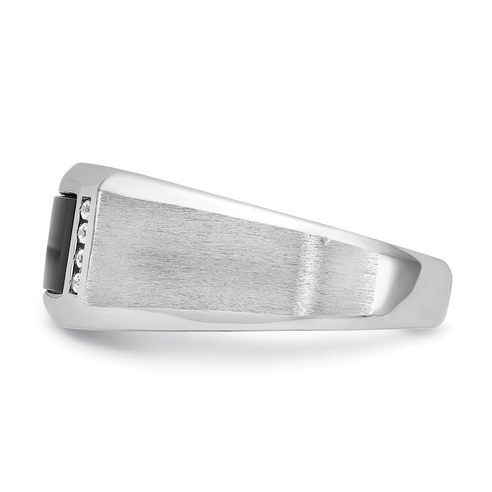 14k White Gold IBGoodman Men's Satin Onyx/Diamond Ring Mounting