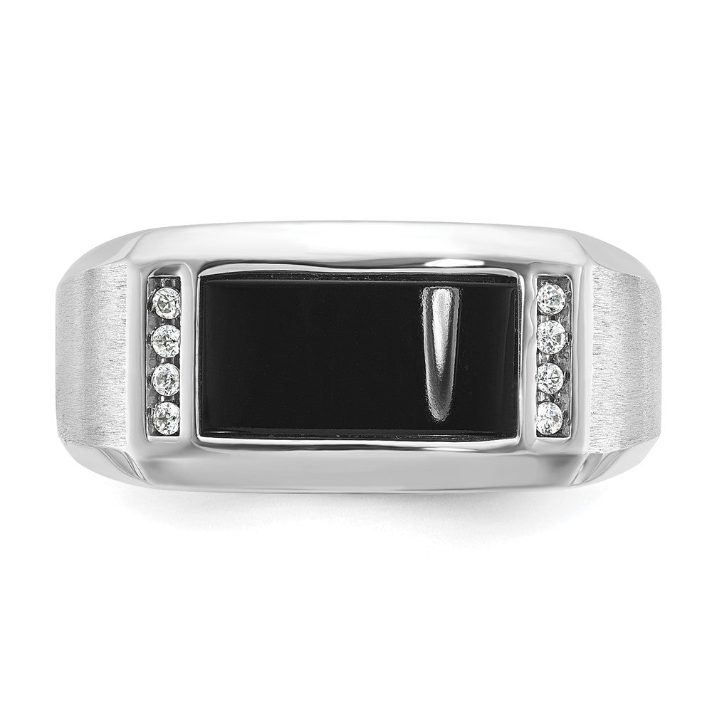 14k White Gold IBGoodman Men's Satin Onyx/Diamond Ring Mounting