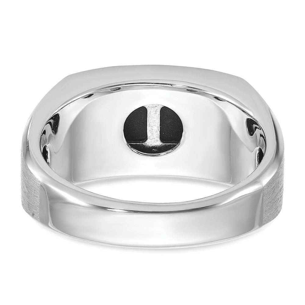 14k White Gold IBGoodman Men's Satin Onyx/Diamond Complete Ring