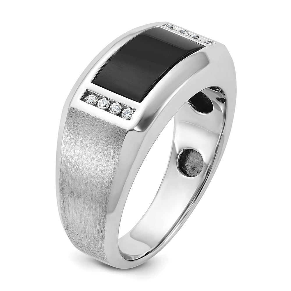 14k White Gold IBGoodman Men's Satin Onyx/Diamond Ring Mounting