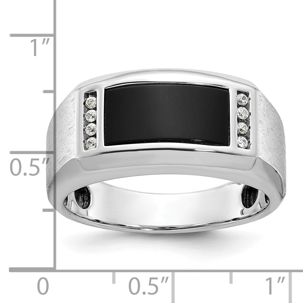 14k White Gold IBGoodman Men's Satin Onyx/Diamond Complete Ring