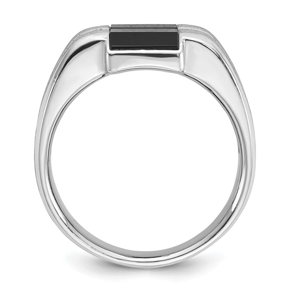 14k White Gold IBGoodman Men's Satin Onyx and Diamond Ring Mounting