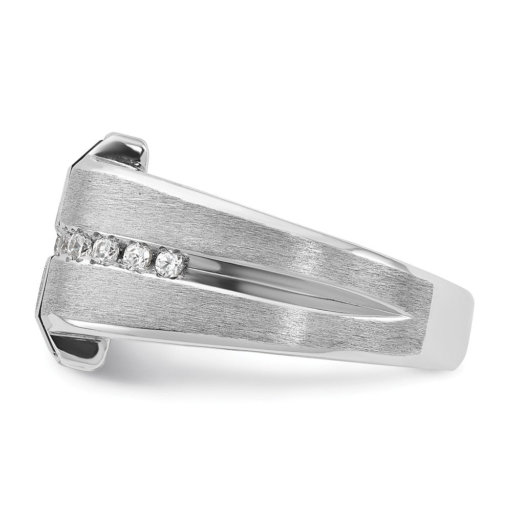 14k White Gold IBGoodman Men's Satin Onyx and Diamond Complete Ring