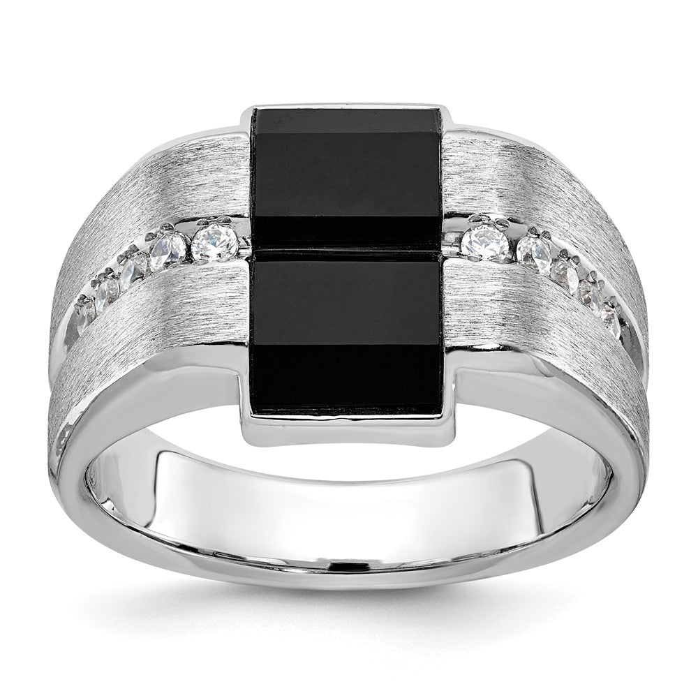14k White Gold IBGoodman Men's Satin Onyx and Diamond Ring Mounting