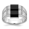 14k White Gold IBGoodman Men's Satin Onyx and Diamond Ring Mounting