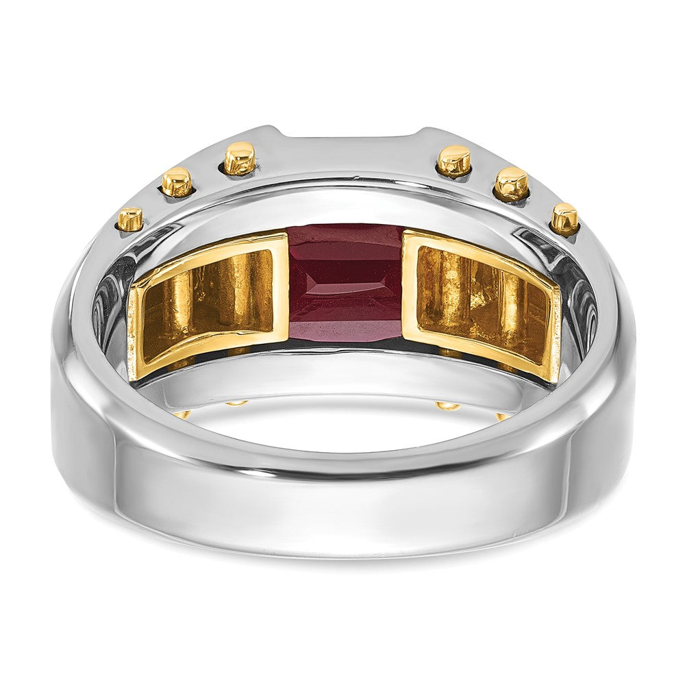 14k Two-tone IBGoodman Men's Created Garnet Complete Ring