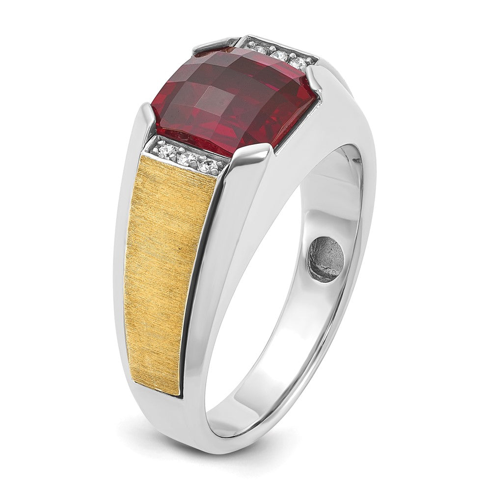 14k Two-tone IBGoodman Men's Polished and Satin Ring Mounting