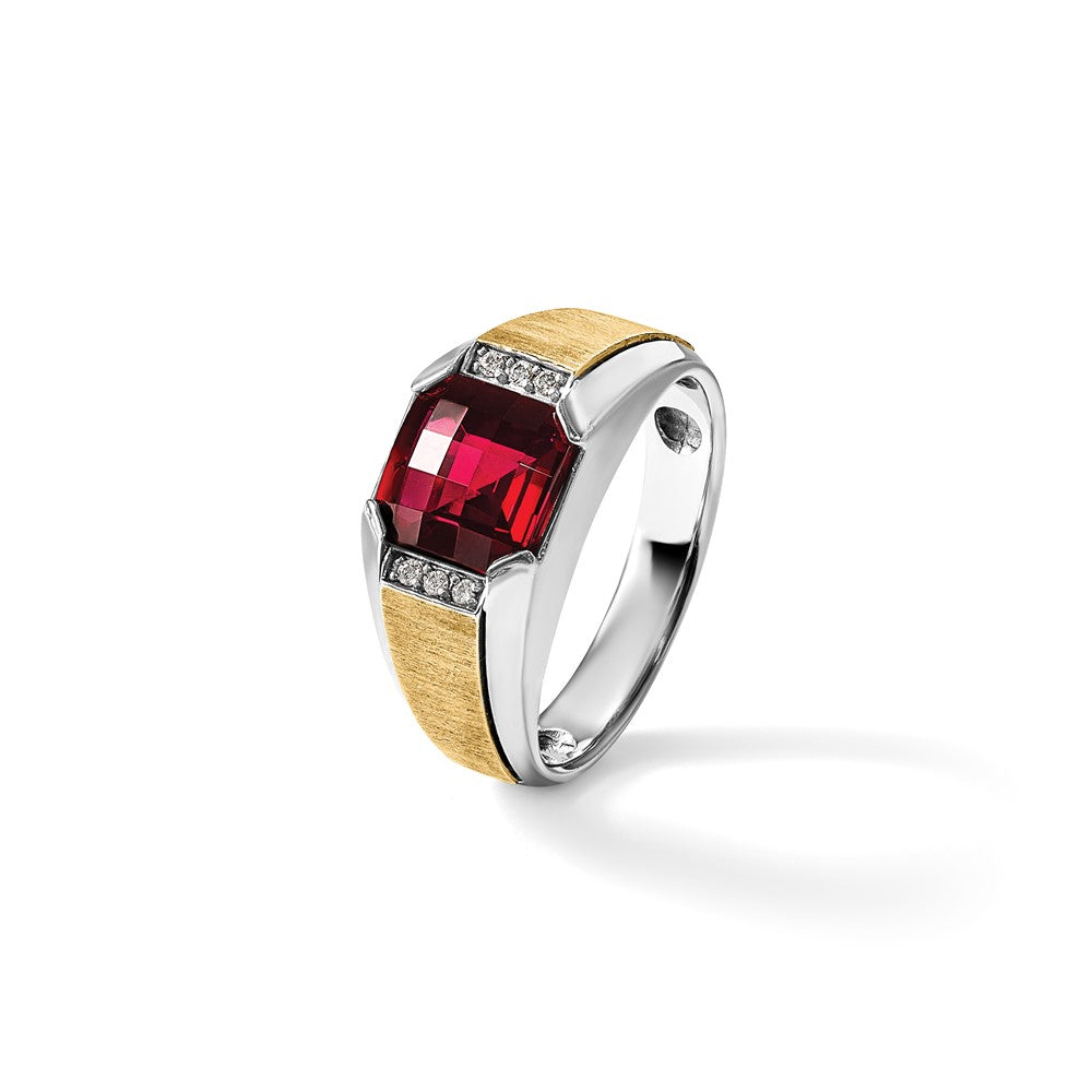 14k Two-tone IBGoodman Men's Polished and Satin Ring Mounting