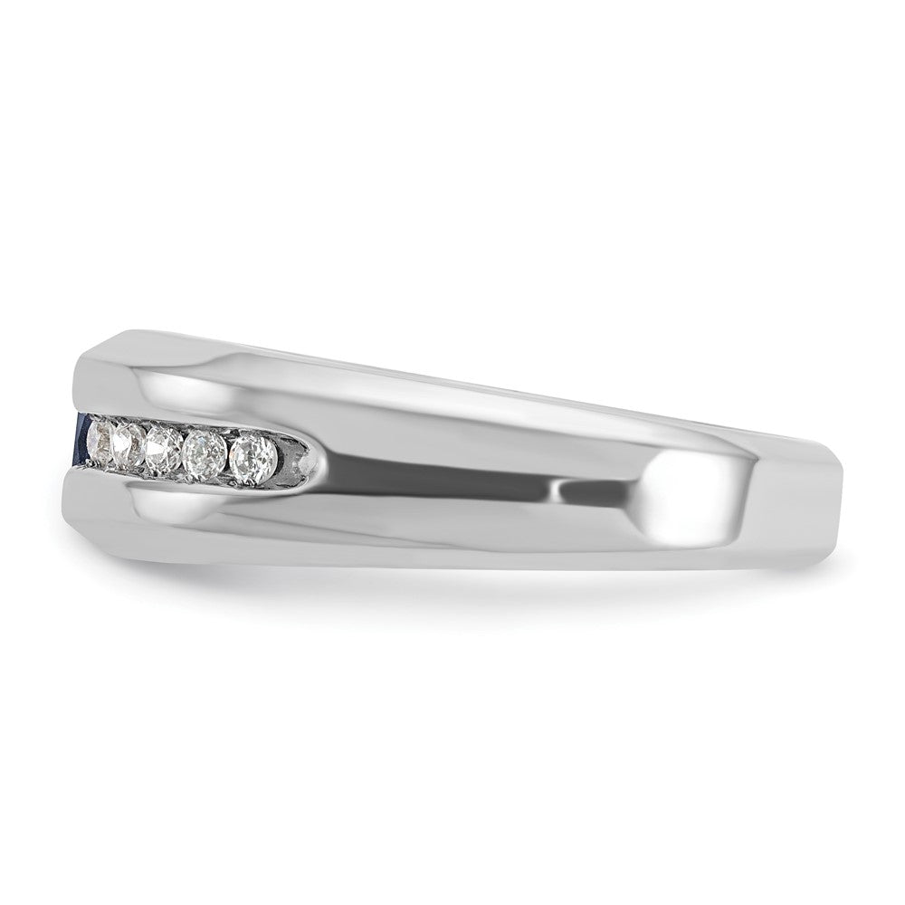 14kw IBGoodman Men's Polished Lab Created Sapphire & Diamond Ring