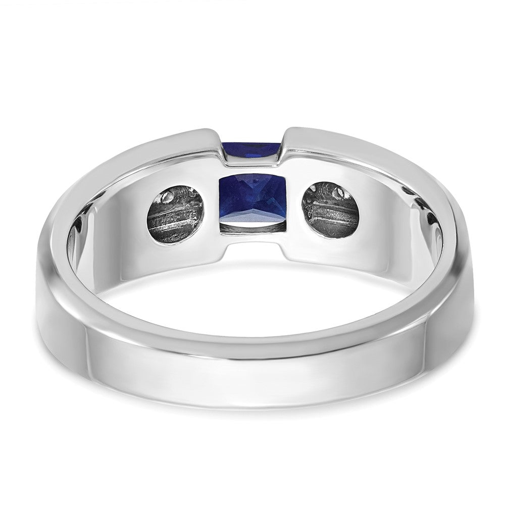 14kw IBGoodman Men's Polished Lab Created Sapphire & Diamond Ring