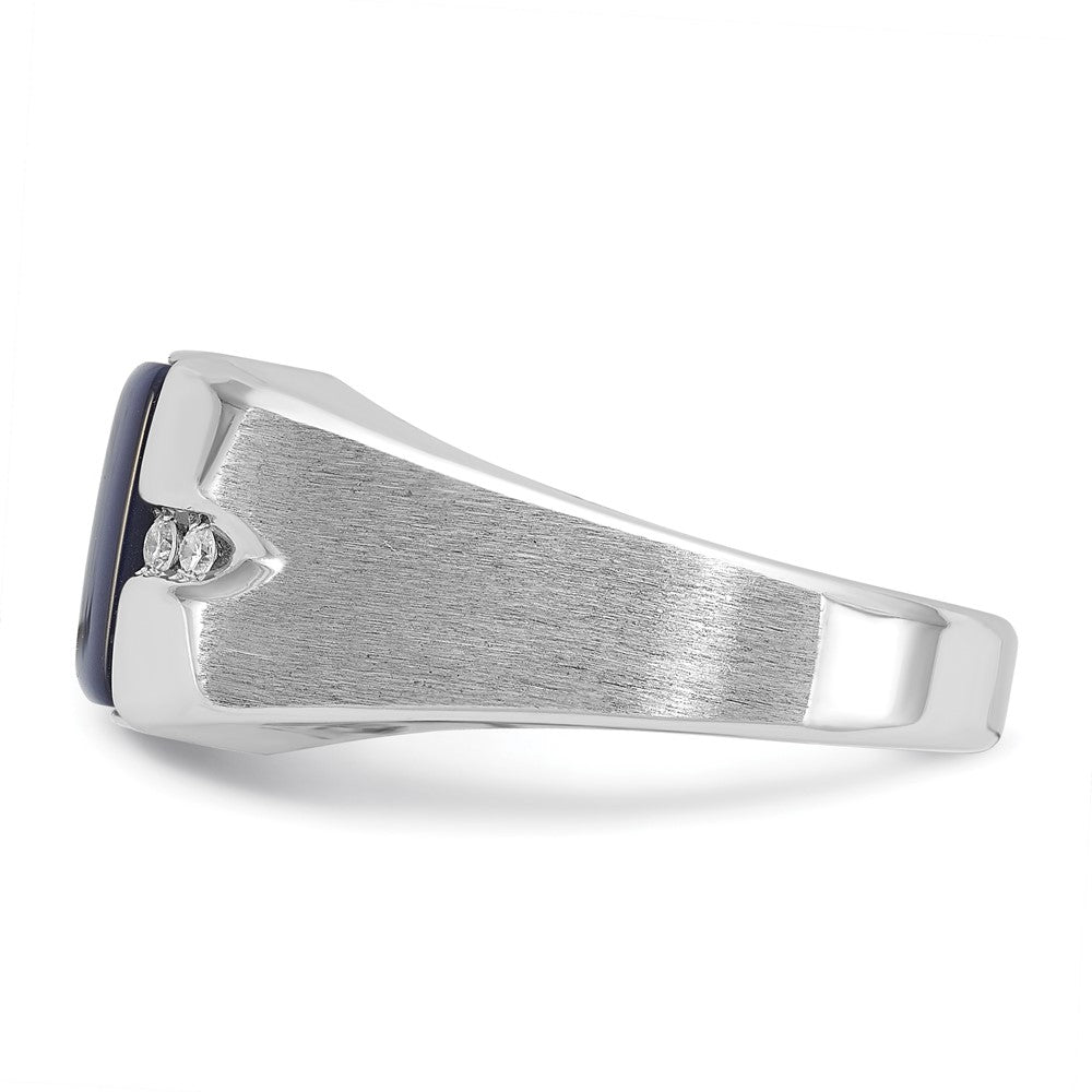 14k White Gold IBGoodman Satin Cr.Blue Star Sapphire/Diamond Ring