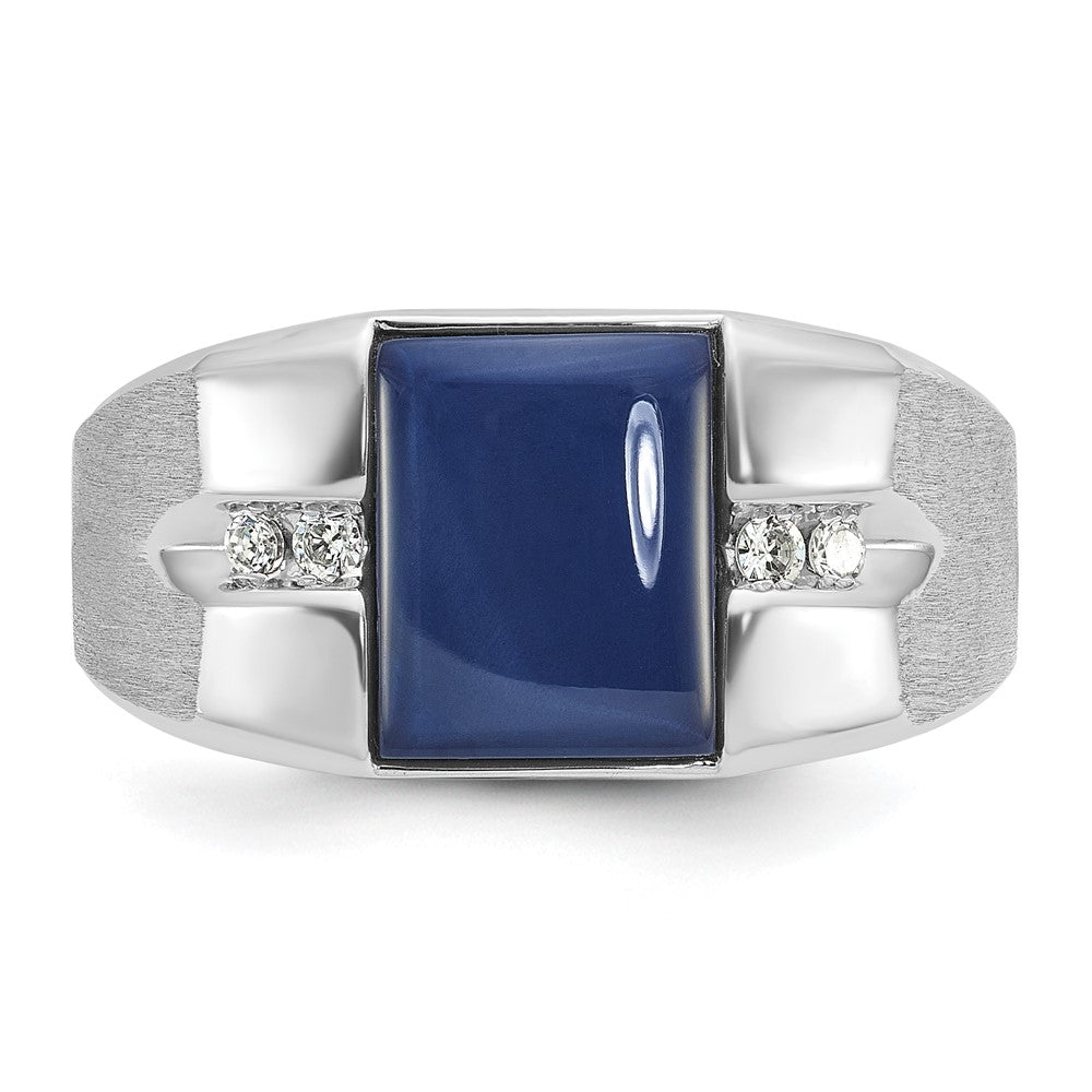 14k White Gold IBGoodman Satin Cr.Blue Star Sapphire/Diamond Ring