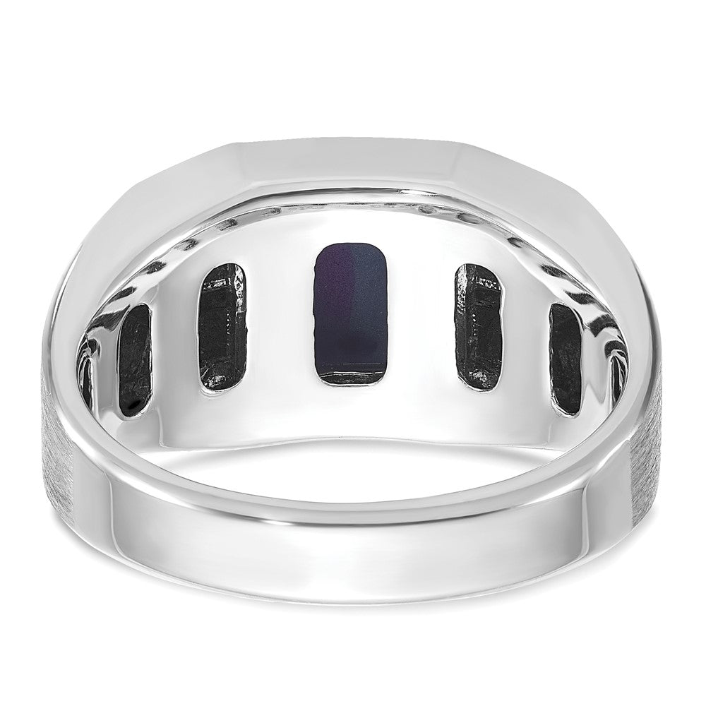 14k White Gold IBGoodman Satin Cr.Blue Star Sapphire/Diamond Ring