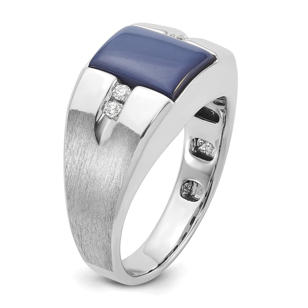 14k White Gold IBGoodman Satin Cr.Blue Star Sapphire/Diamond Ring