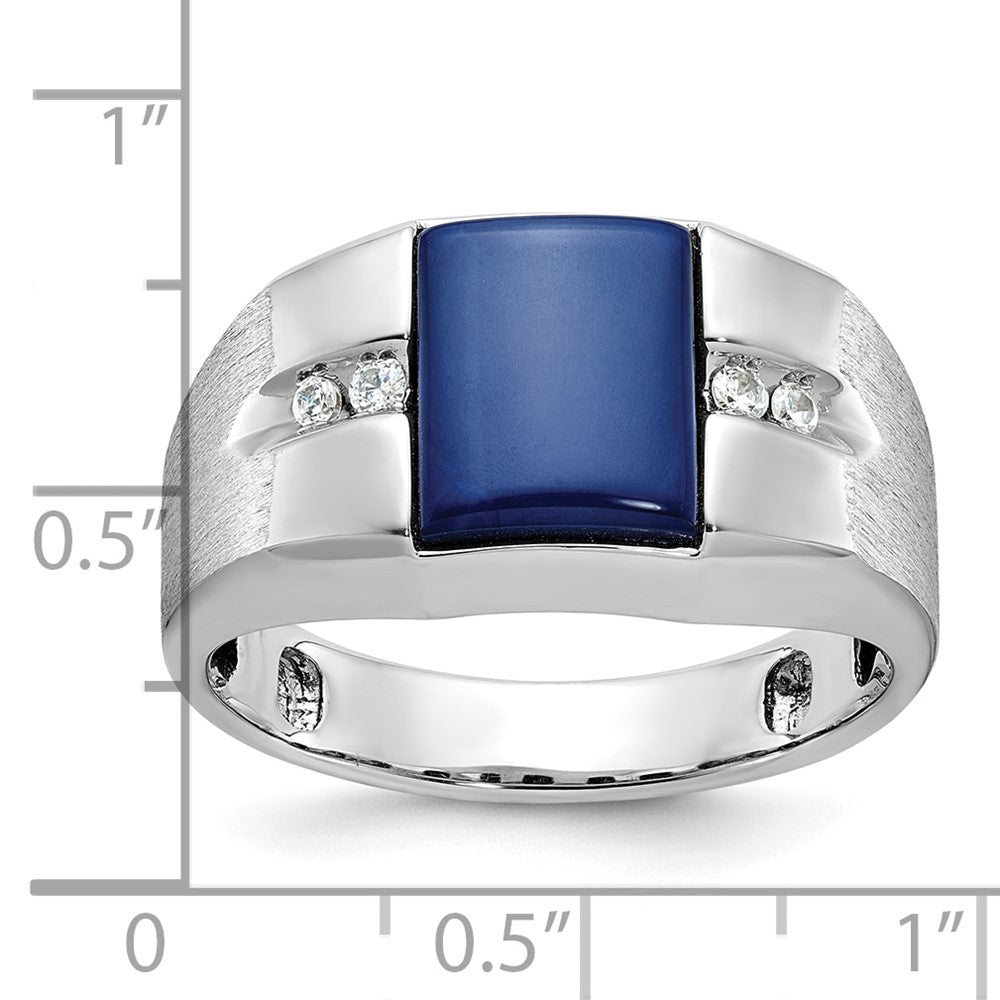 14k White Gold IBGoodman Satin Cr.Blue Star Sapphire/Diamond Ring