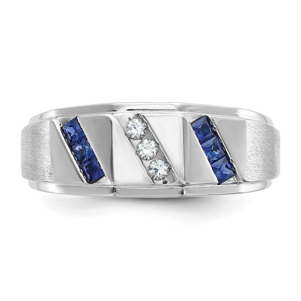 14k White Gold IBGoodman Men's Satin Cr. Sapphire Diamond Ring Mounting