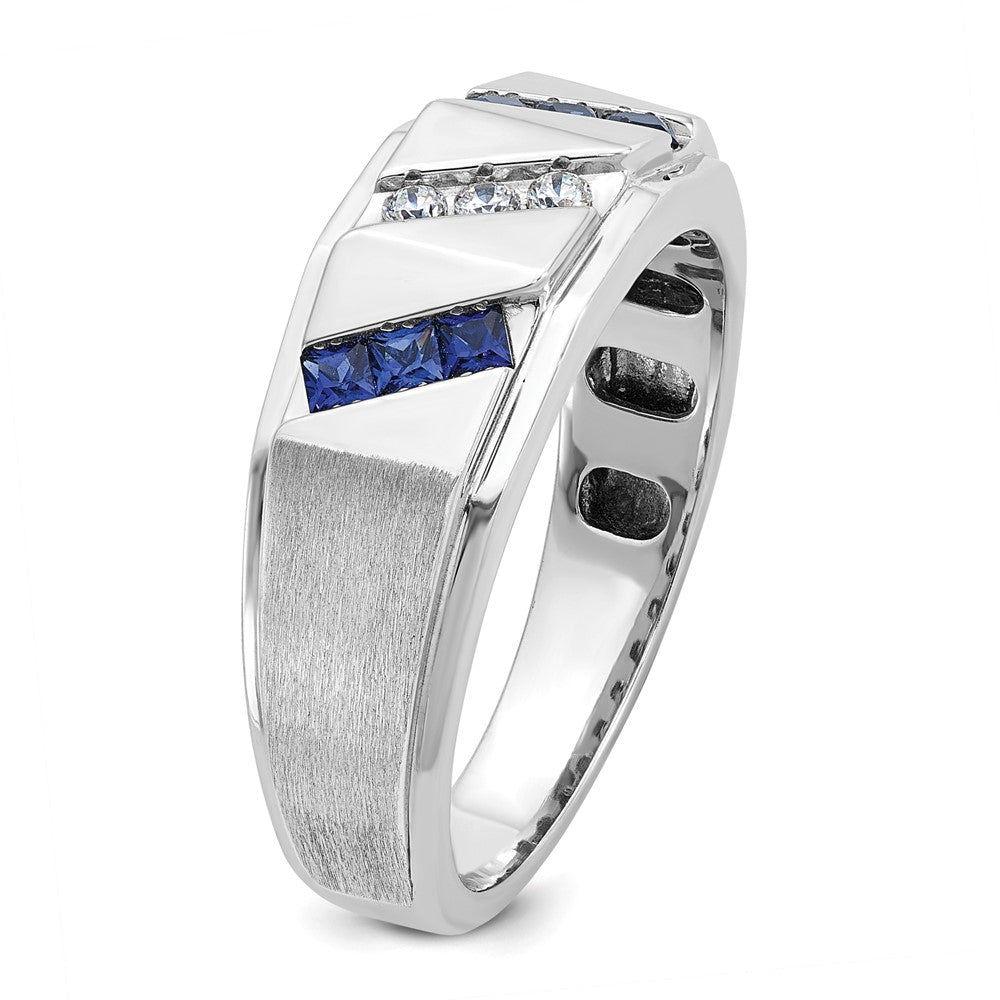 14k White Gold IBGoodman Men's Satin Cr. Sapphire Diamond Ring Mounting