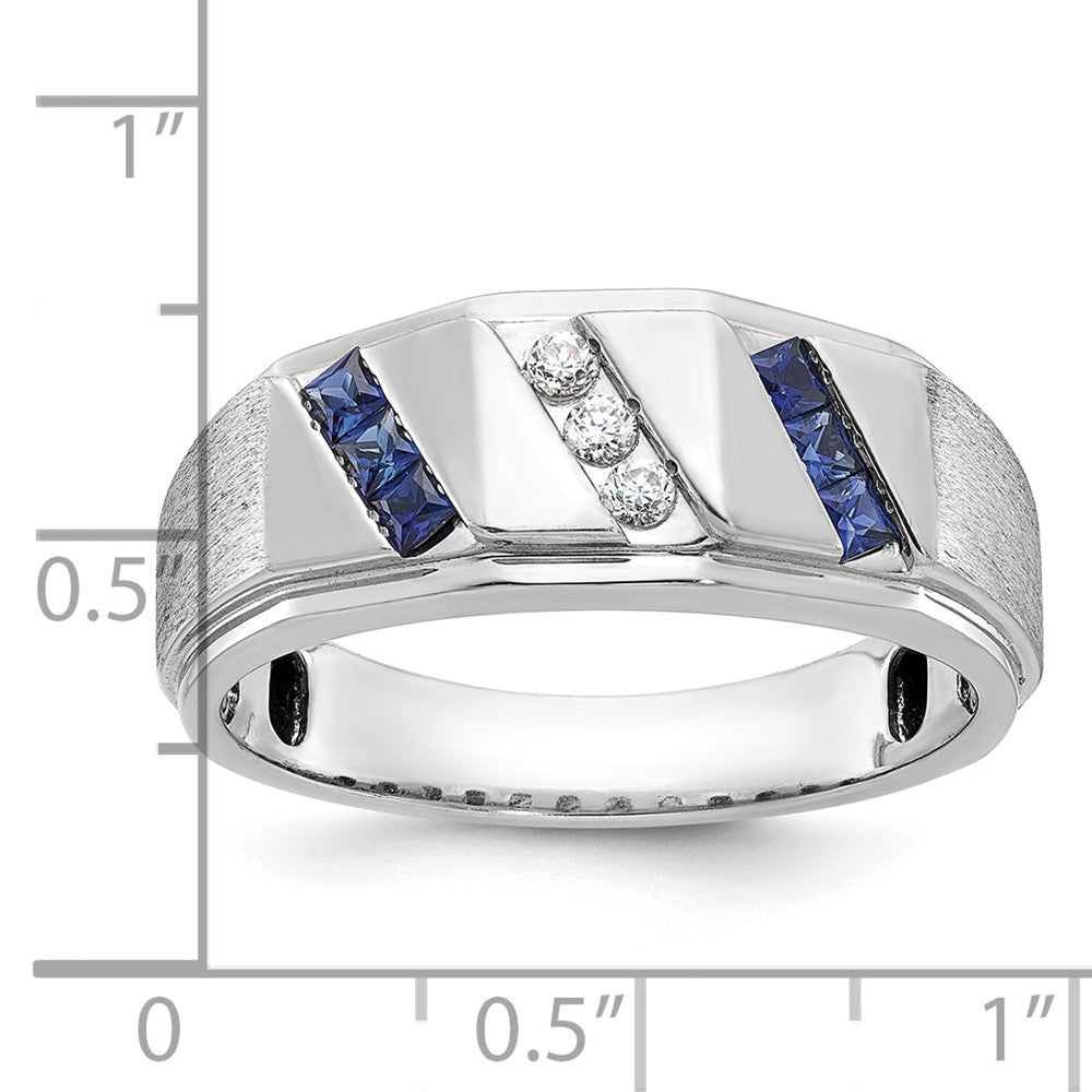 14k White Gold IBGoodman Men's Satin Cr. Sapphire Diamond Ring Mounting
