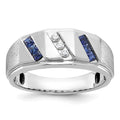14k White Gold IBGoodman Men's Satin Cr. Sapphire Diamond Ring Mounting