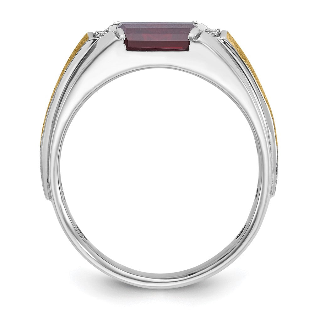 14k Two-tone IBGoodman Men's Satin Cr.Ruby/Diamond Complete Ring