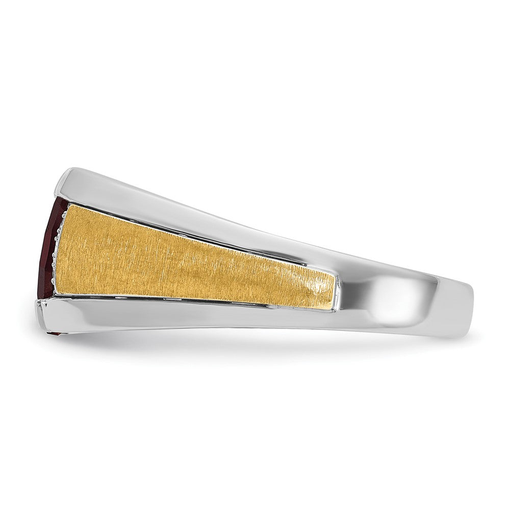 14k Two-tone IBGoodman Men's Satin Cr.Ruby/Diamond Complete Ring