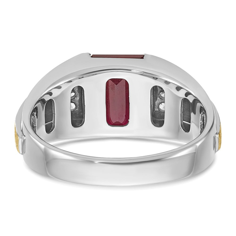 14k Two-tone IBGoodman Men's Satin Gemstone/Diamond Ring Mounting