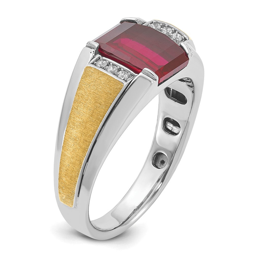 14k Two-tone IBGoodman Men's Satin Gemstone/Diamond Ring Mounting