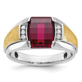 14k Two-tone IBGoodman Men's Satin Cr.Ruby/Diamond Complete Ring