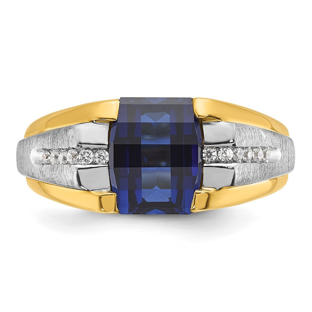 14k Two-tone IBGoodman Men's Cr. Sapphire and Diamond Complete Ring