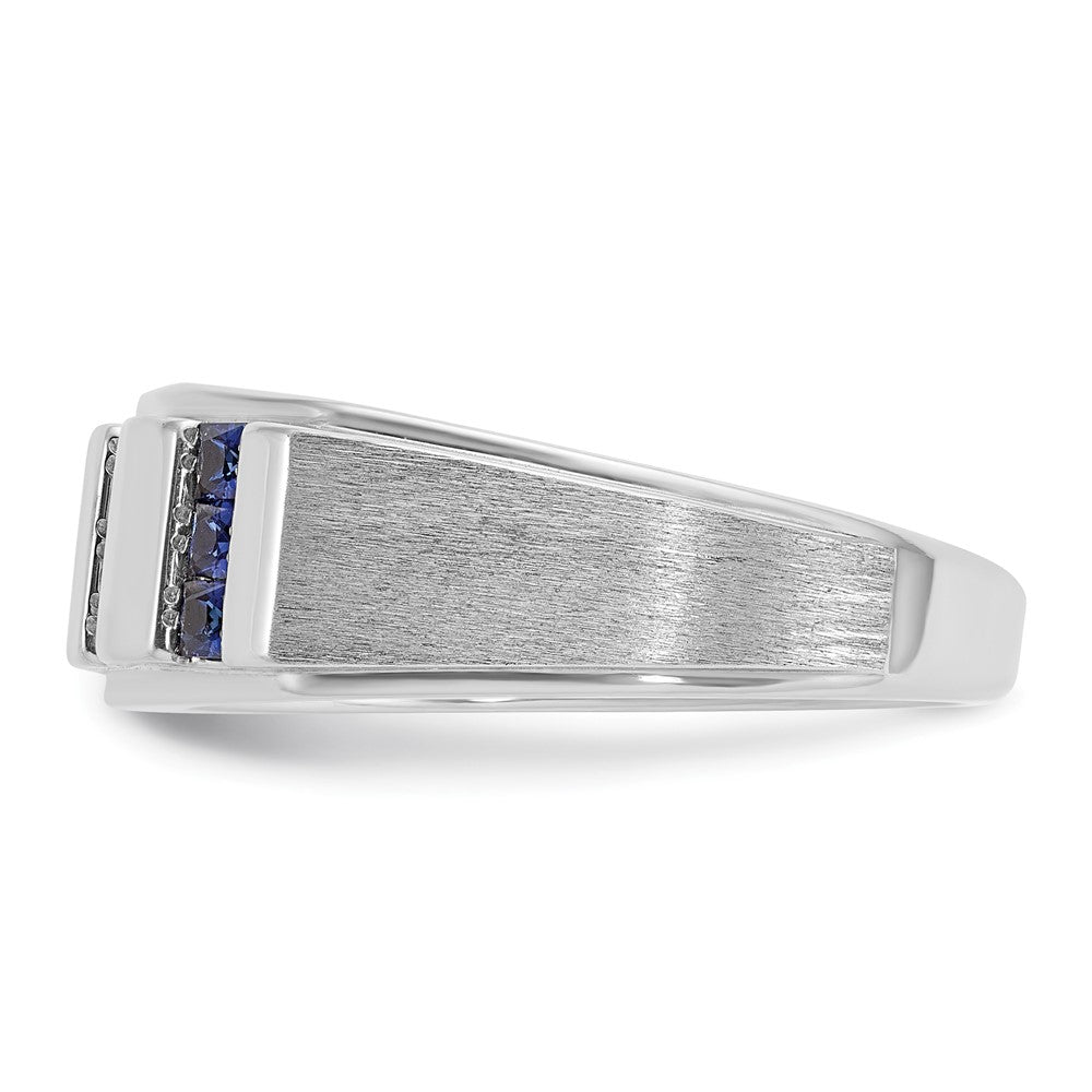 14k White Gold IBGoodman Men's Polished & Satin 3-Row Ring Mounting