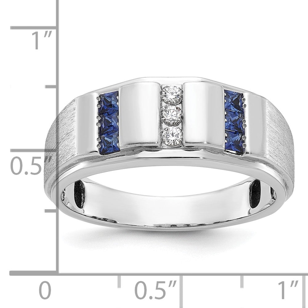 14k White Gold IBGoodman Men's Polished & Satin 3-Row Ring Mounting