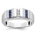 14k White Gold IBGoodman Men's Polished & Satin 3-Row Ring Mounting