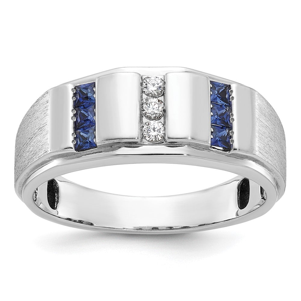 14k White Gold IBGoodman Men's Polished & Satin 3-Row Ring Mounting