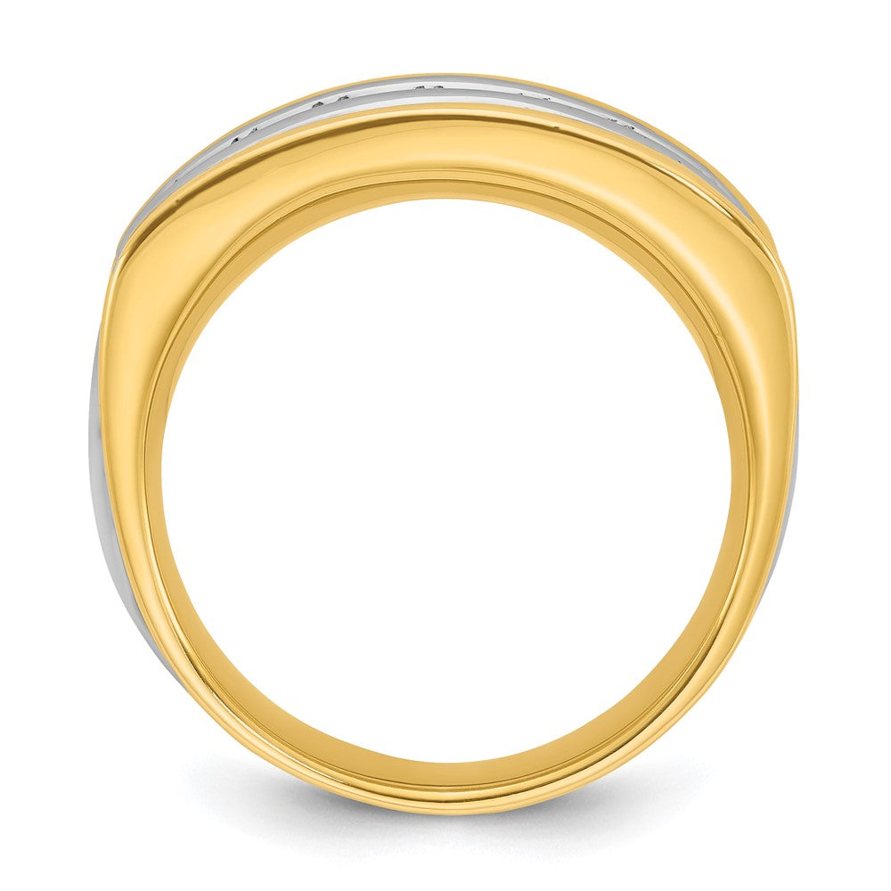 14ktt IBGoodman Men's Polished & Grooved 7-Stone Diamond Ring